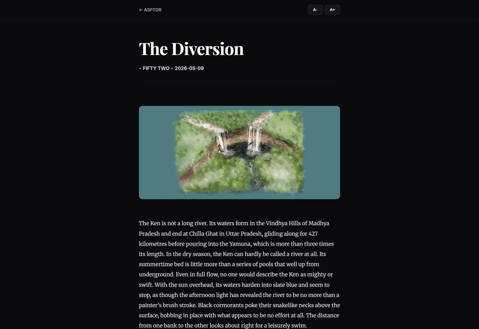 Asptor distraction-free article reading interface
